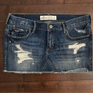 Hollister Dark Wash Distressed Denim Mini Skirt 7